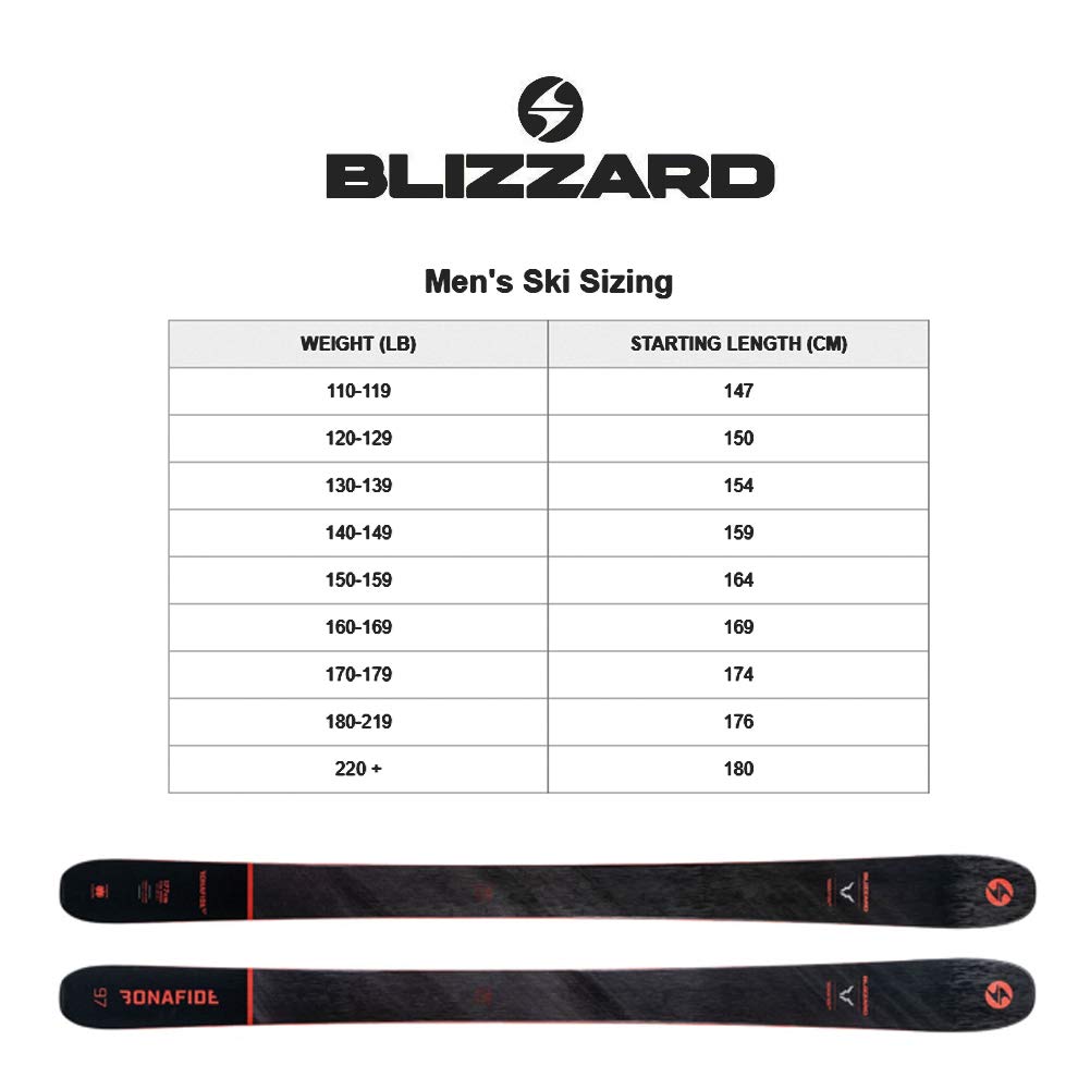 Blizzard Men's Bonafide 97 All-Mountain Off-Trail Stiff Skis, Black/Red, 171 cm