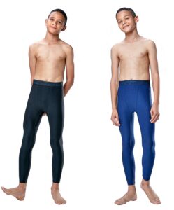 devops 2 pack youth & boys thermal compression baselayer sport tights fleece lined pants (medium, (non-fly) black/navy)
