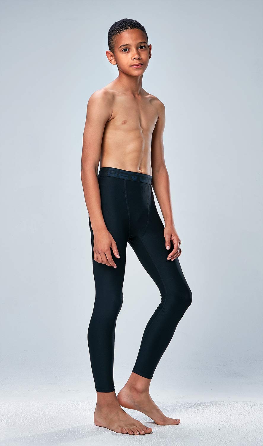 DEVOPS 2 Pack Youth & Boys Thermal Compression Baselayer Sport Tights Fleece Lined Pants (Medium, (Non-Fly) Black/Navy)