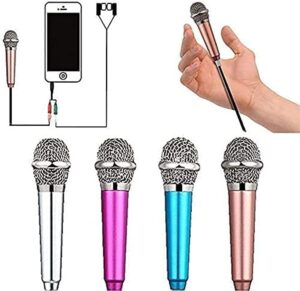 mini microphone,singing mic equipment,beautiful vocal quality,mini type space saving,metal frothing process,3.5mm audio connector,suitable for laptop, iphone, android phone (golden)auxiliary