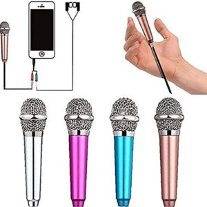 Mini Microphone,Singing Mic Equipment,Beautiful Vocal Quality,Mini Type Space Saving,Metal Frothing Process,3.5mm Audio Connector,Suitable for Laptop, iPhone, Android Phone (Golden)Auxiliary