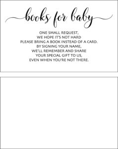 books for baby cards, baby shower invitation insert card, gender neutral 100