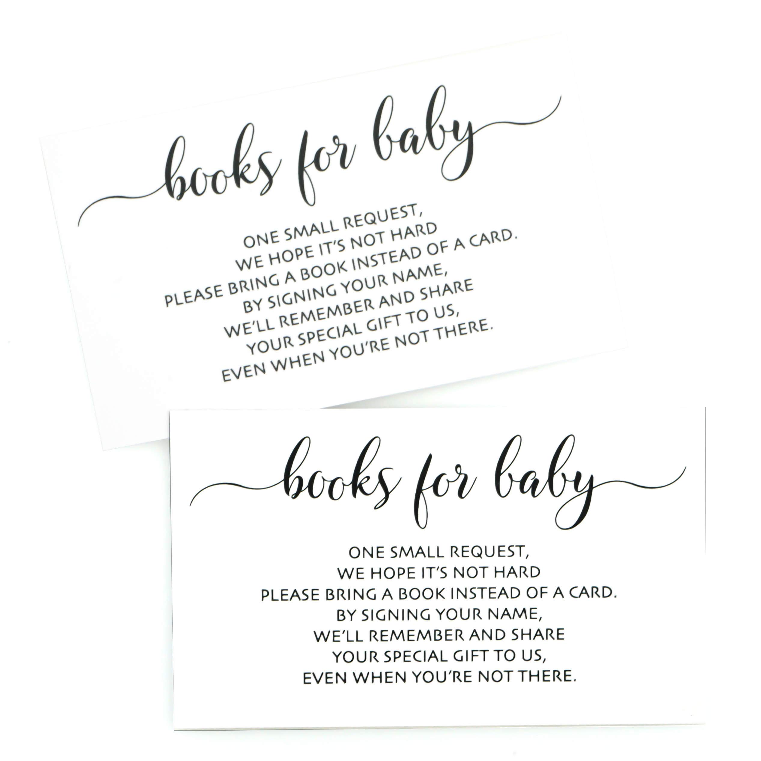 books for baby cards, baby shower invitation insert card, Gender Neutral 100