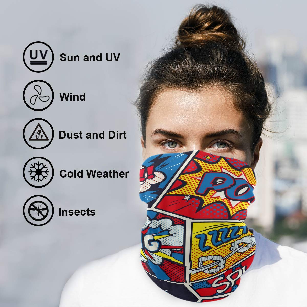 Headwear Bandana Retro Pop Art Comic Face Scarf Cover Mask Headband Neck Gaiter Dust Sun Protection Balaclava