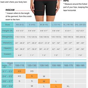 BALEAF Women's 7" Long Compression Running Shorts High Waisted Yoga Biker Shorts with 3 Pockets Black S