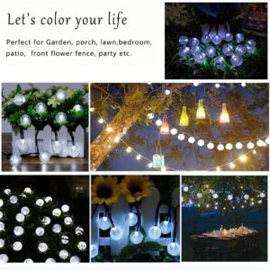 Solar Garden Lights Outdoor, 50 LED 7M/24Ft Solar String Lights Waterproof 8 Modes Indoor/Outdoor Fairy Lights Globe for Garden, Patio, Yard, Home, Party, Wedding, Festival Decoration (Clear White)