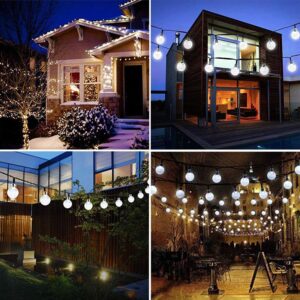 Solar Garden Lights Outdoor, 50 LED 7M/24Ft Solar String Lights Waterproof 8 Modes Indoor/Outdoor Fairy Lights Globe for Garden, Patio, Yard, Home, Party, Wedding, Festival Decoration (Clear White)