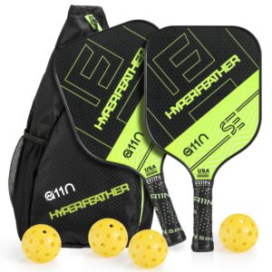 A11N Pickleball Paddles Set of 2 - USAPA Approved | 8OZ, Graphite Face & Polymer Core, Cushion Grip | 4 Balls, 1 Sling Bag, Shiny Green