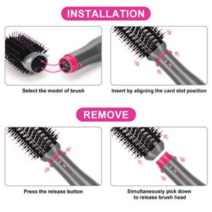 IG INGLAM 4 in 1 Blowout Brush, Negative Ion Detachable Hair Dryer & Styler Volumizer Hot Air Brush with 2 Styling Brush Heads, Silver