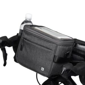rhinowalk bike handlebar bag waterproof bicycle front bag pack camera bag handbag phone bag with touch screen shoulder strap, grey