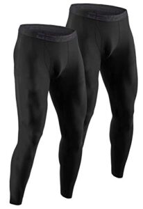 devops men's thermal compression pants, athletic leggings base layer bottoms with fly (x-large, black/black)
