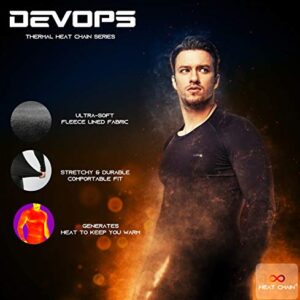 DEVOPS Men's Thermal Compression Pants, Athletic Leggings Base Layer Bottoms with Fly (X-Large, Black/Black)