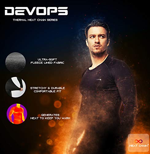 DEVOPS Men's Thermal Compression Pants, Athletic Leggings Base Layer Bottoms with Fly (X-Large, Black/Black)