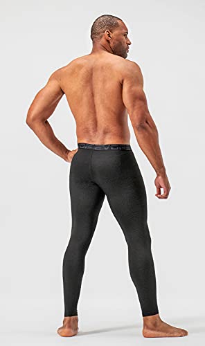 DEVOPS Men's Thermal Compression Pants, Athletic Leggings Base Layer Bottoms with Fly (X-Large, Black/Black)