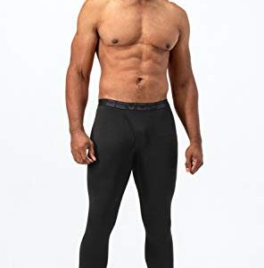 DEVOPS Men's Thermal Compression Pants, Athletic Leggings Base Layer Bottoms with Fly (X-Large, Black/Black)