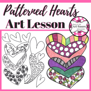 patterned hearts art lesson