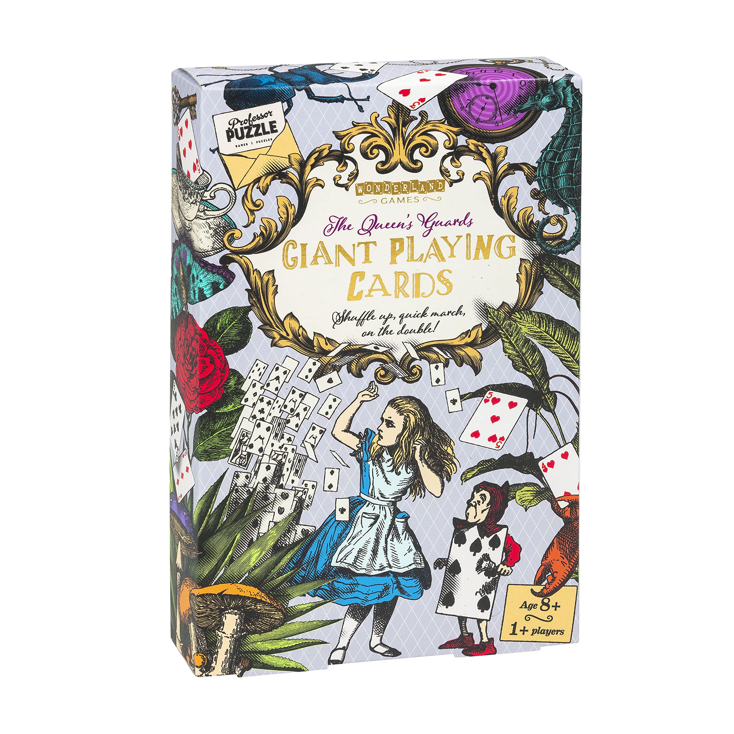 Professor PUZZLE The Queen’s Guard Giant Playing Cards - Alice in Wonderland Themed Jumbo Playing Cards for All Card Games. Wonderland Games