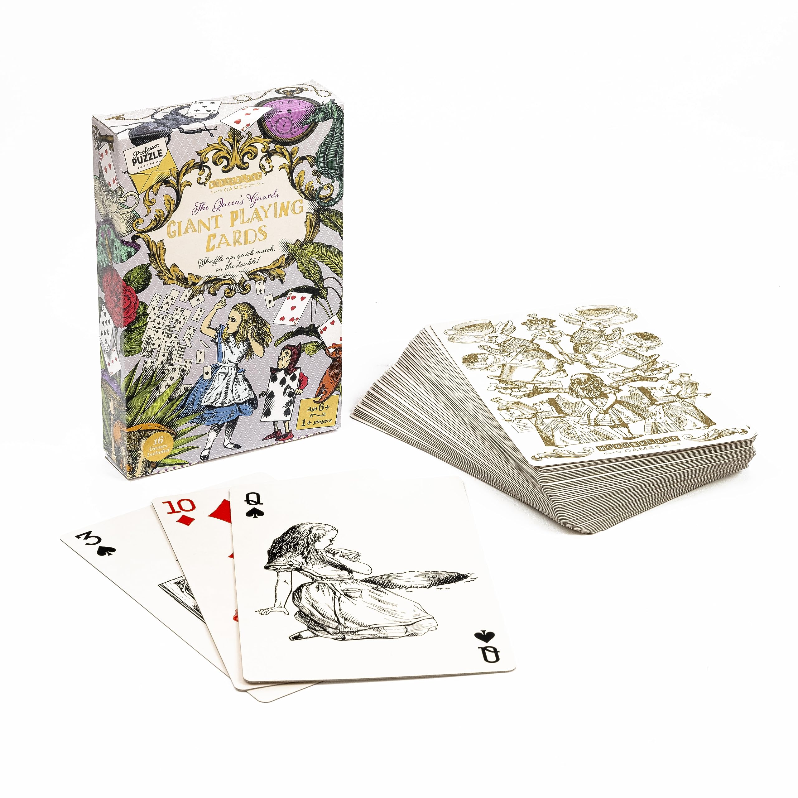 Professor PUZZLE The Queen’s Guard Giant Playing Cards - Alice in Wonderland Themed Jumbo Playing Cards for All Card Games. Wonderland Games