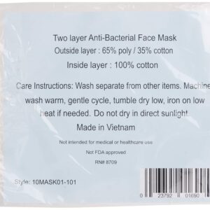 Lanier Wellness Adult 2-Layer Reusable Face Cover (Pack of 2), Blue/White