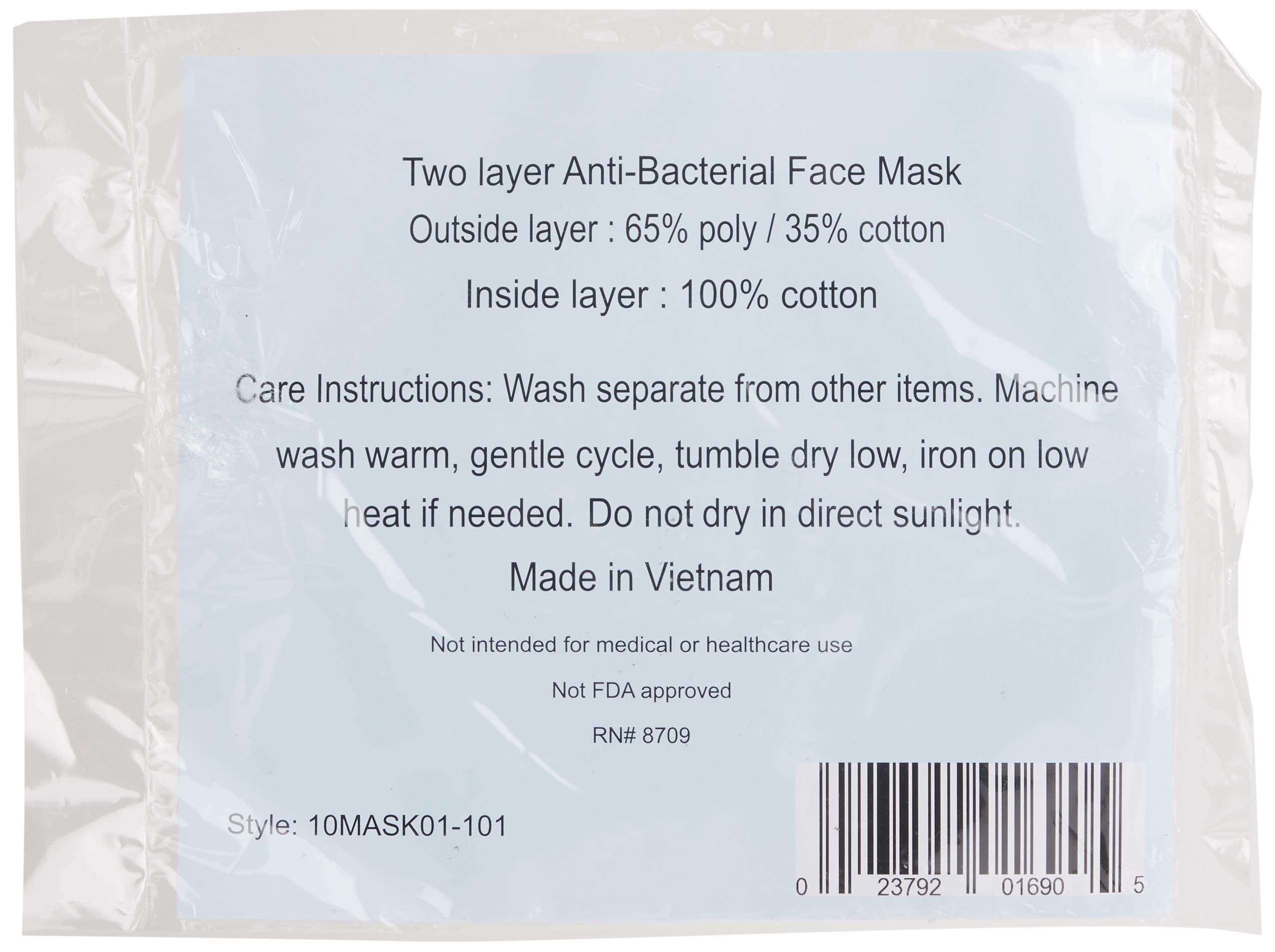 Lanier Wellness Adult 2-Layer Reusable Face Cover (Pack of 2), Blue/White