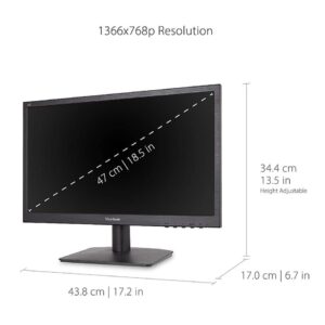 ViewSonic VA1903H 19-Inch WXGA 1366x768p 16:9 Widescreen Monitor with Enhanced View Comfort, Custom ViewModes and HDMI for Home and Office,Black