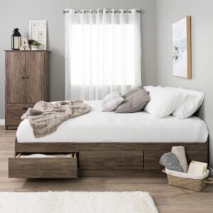 prepac mate's king 6-drawer minimalist platform storage bed, contemporary king bed with drawers 81.5" d x 78.5" w x 18.75" h, drifted gray, dbk-8400-k