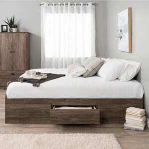 prepac mate's queen 6-drawer minimalist platform storage bed, contemporary queen bed with drawers 81.5" d x 63" w x 18.75" h, drifted gray, dbq-6200-3k