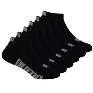 puma kids' 6 pack low cut socks (9-11, black with grey)