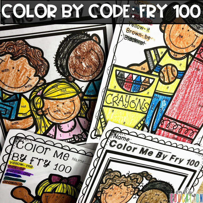 Color by Code Fry 100 Sight Words