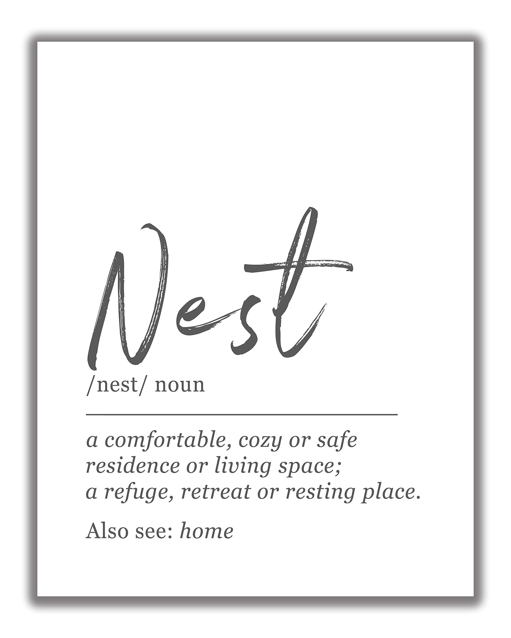 NEST Home Definition Wall Art - 11x14 UNFRAMED Print - Black and White Minimalist, Dictionary-Style Quote Typography Decor.