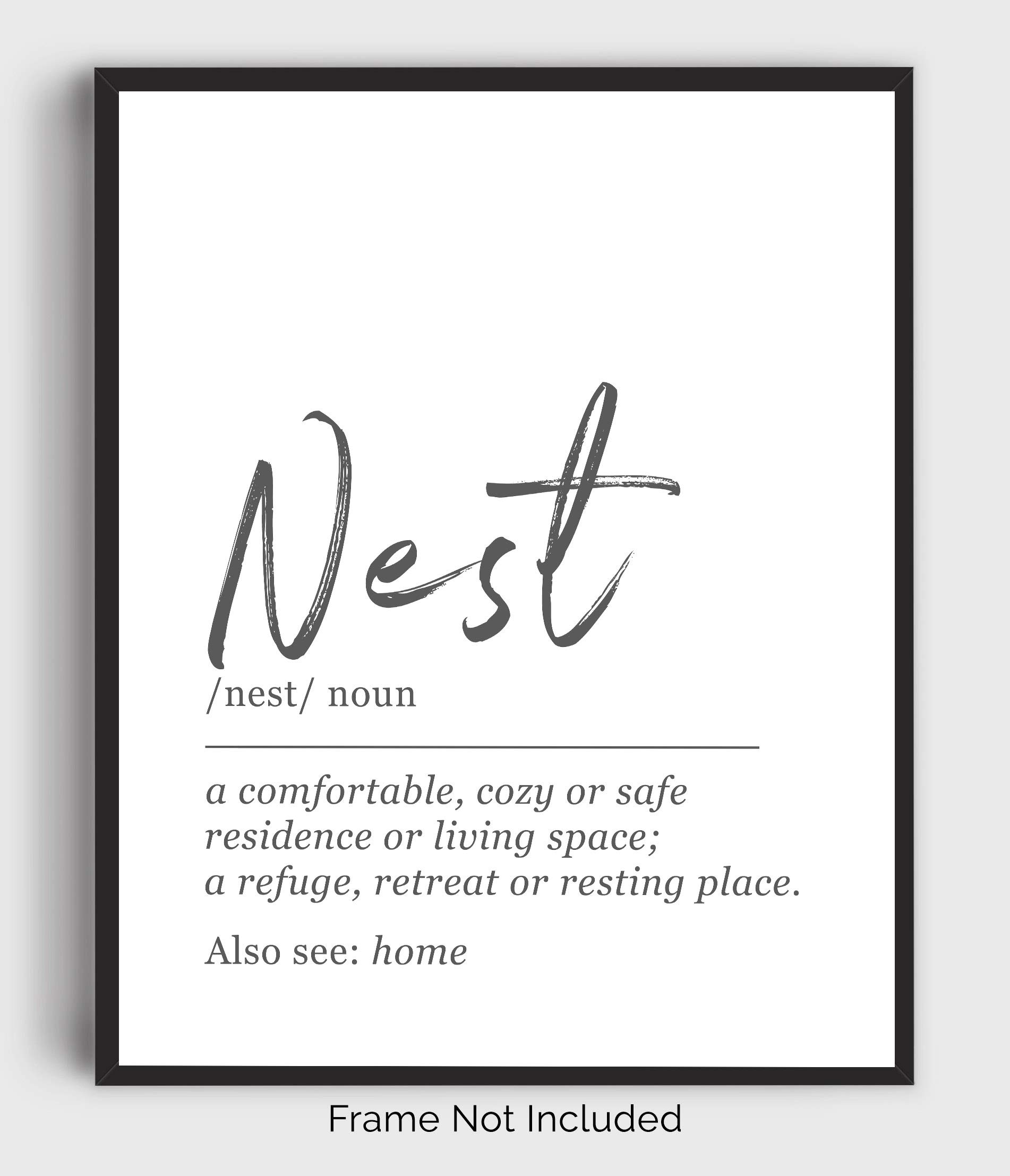 NEST Home Definition Wall Art - 11x14 UNFRAMED Print - Black and White Minimalist, Dictionary-Style Quote Typography Decor.