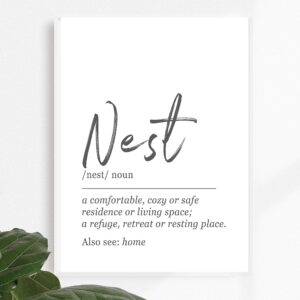 NEST Home Definition Wall Art - 11x14 UNFRAMED Print - Black and White Minimalist, Dictionary-Style Quote Typography Decor.