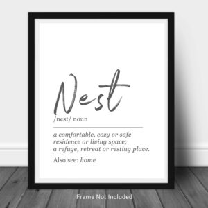 NEST Home Definition Wall Art - 11x14 UNFRAMED Print - Black and White Minimalist, Dictionary-Style Quote Typography Decor.