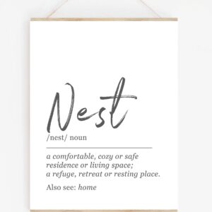 NEST Home Definition Wall Art - 11x14 UNFRAMED Print - Black and White Minimalist, Dictionary-Style Quote Typography Decor.