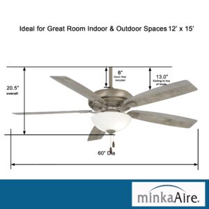 MINKA-AIRE F552L-BNK Watt 60 Inch LED Energy Star Rated Ceiling Fan with DC Motor and 4 Speed Pull Chain in Burnished Nickel Finish