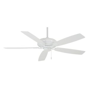minka-aire f551-wh watt 60 inch energy star rated ceiling fan with dc motor and 4 speed pull chain in white finish