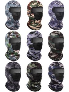 satinior 9 pieces balaclava ski mask cover breathable sun dust protection full face cover for winter outdoor activities (camouflage, medium)