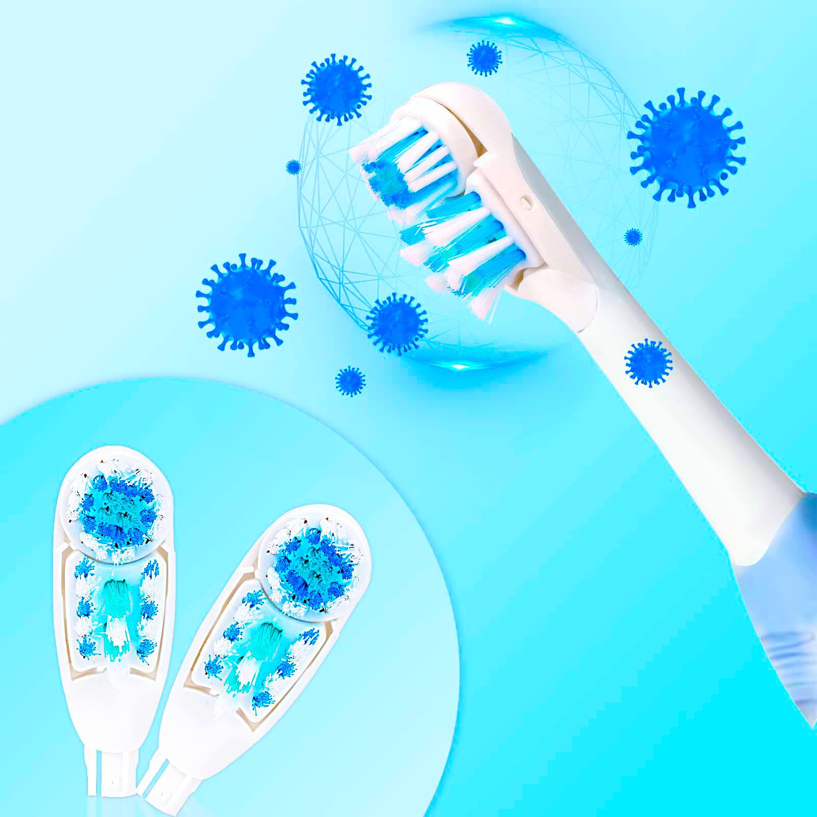 Sensitive Replacement Electric Replacement Toothbrush Heads (4 Count) Dual Clean Rotating Sets Compatible with Braun Oral B Cross Action Power