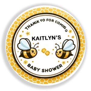 personalized customized labels tags,customizable stickers sweet little honey bee baby shower favor thank you classic round sticker for business custom made stickers, 100 stickers2x2"