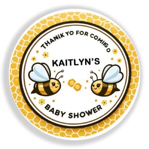 Personalized Customized Labels Tags,Customizable Stickers Sweet Little Honey Bee Baby Shower Favor Thank You Classic Round Sticker for Business Custom Made Stickers, 100 Stickers2X2"