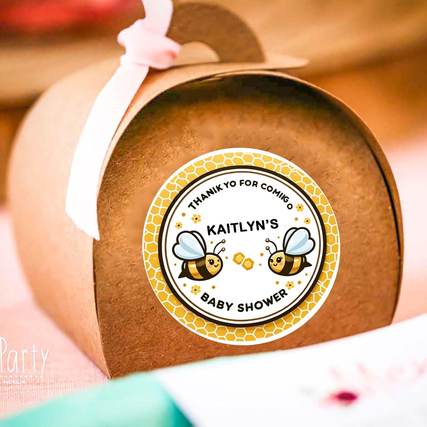 Personalized Customized Labels Tags,Customizable Stickers Sweet Little Honey Bee Baby Shower Favor Thank You Classic Round Sticker for Business Custom Made Stickers, 100 Stickers2X2"