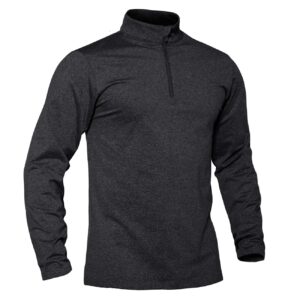 tacvasen men's fleece shirts sports performance shirts fleece pullover active shirts for men long sleeve pullover shirts tops zip up black grey, xl