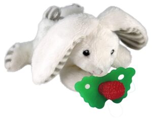 razbaby razbuddy razberry teether/pacifier holder w/removable baby teether toy - 0m+ - bpa free - bunny