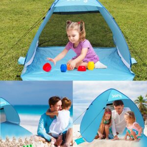 Beach Tent Pop-up 65 x 58 x 43 inches Sun Shelter UPF 50+ Portable Outdoor Sunshade for Baby Kids Easy Setup and Fold Back with Carry Bag