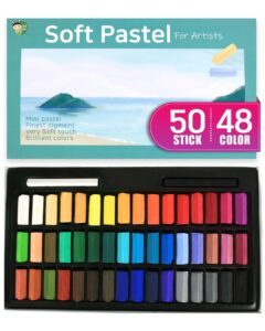 ha shi soft chalk pastels, 48 colors with additional 2pcs, non toxic art supplies, drawing media for artist stick pastel for professional, kids, beauty nail art, pan chalk pastels