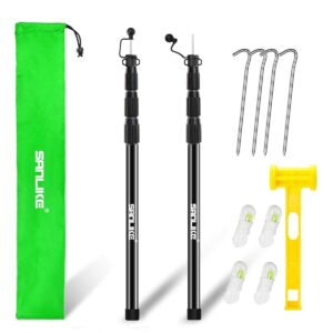 Tent Poles for Tarp, 8.2' Fiberglass Tarp Poles Set of 2 with Tent Kit, Tent Poles & Stakes Set, Telescoping Pole, Canopy Poles, Camping Poles for Rooftop Tents, Tent for Rain Fly, Camper, Awning