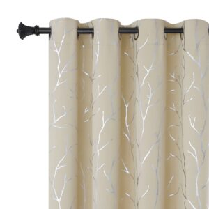 buhua grommet top window draps for living room bedroom curtains energy saving room darkening impede light privacy curtains, 52w x 84l, 2 panels, beige