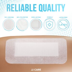 JJ CARE Adhesive Island Dressing [Pack of 25], 4” x 8” Sterile Island Wound Dressing, Breathable Bordered Gauze Dressing, Individually Wrapped Latex Free Wound Bandages with Non-Stick Central Pad