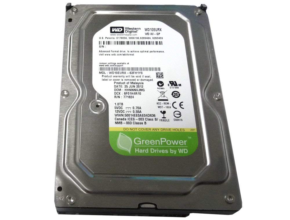 Western Digital AV-GP WD10EURX 1TB IntelliPower 64MB Cache SATA 6Gb/s 3.5in Internal Hard Drive (for Surveillance) - 2 Years Warranty (Renewed)