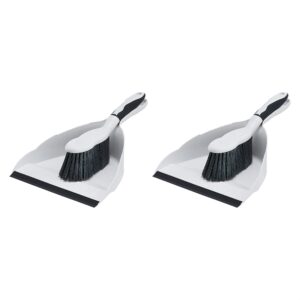 amazoncommercial - lf2100-2p 9-inch dustpan & brush set, 4 count, pack of 2, gray